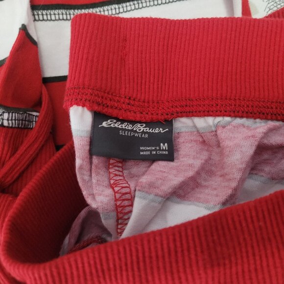 Eddie Bauer Holiday Red & White Striped 100% Cotton Sleep Set Size Medium NWT - Picture 4 of 10